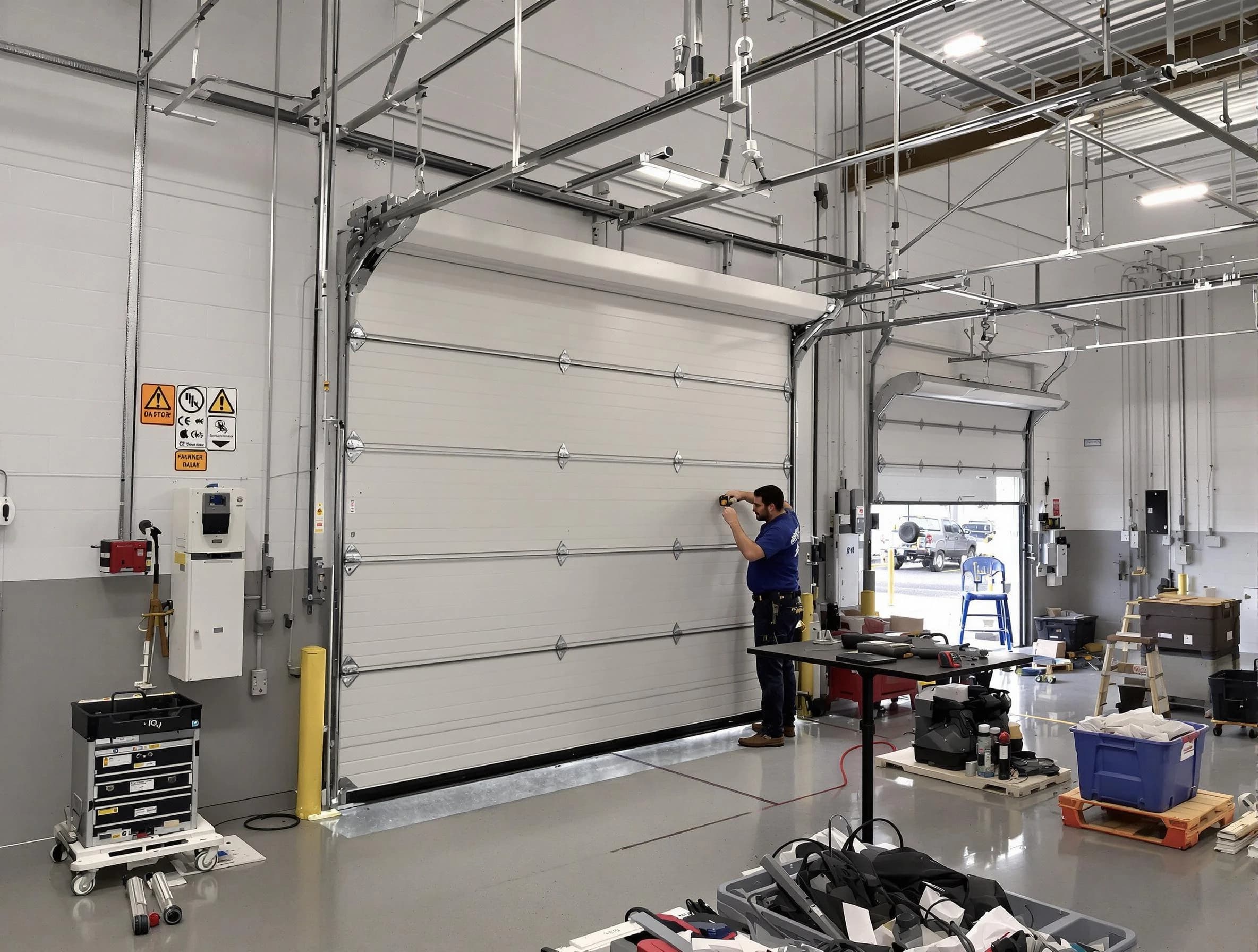 Commercial garage door repair being performed by Jefferson Hills Garage Door Repair expert in Jefferson Hills