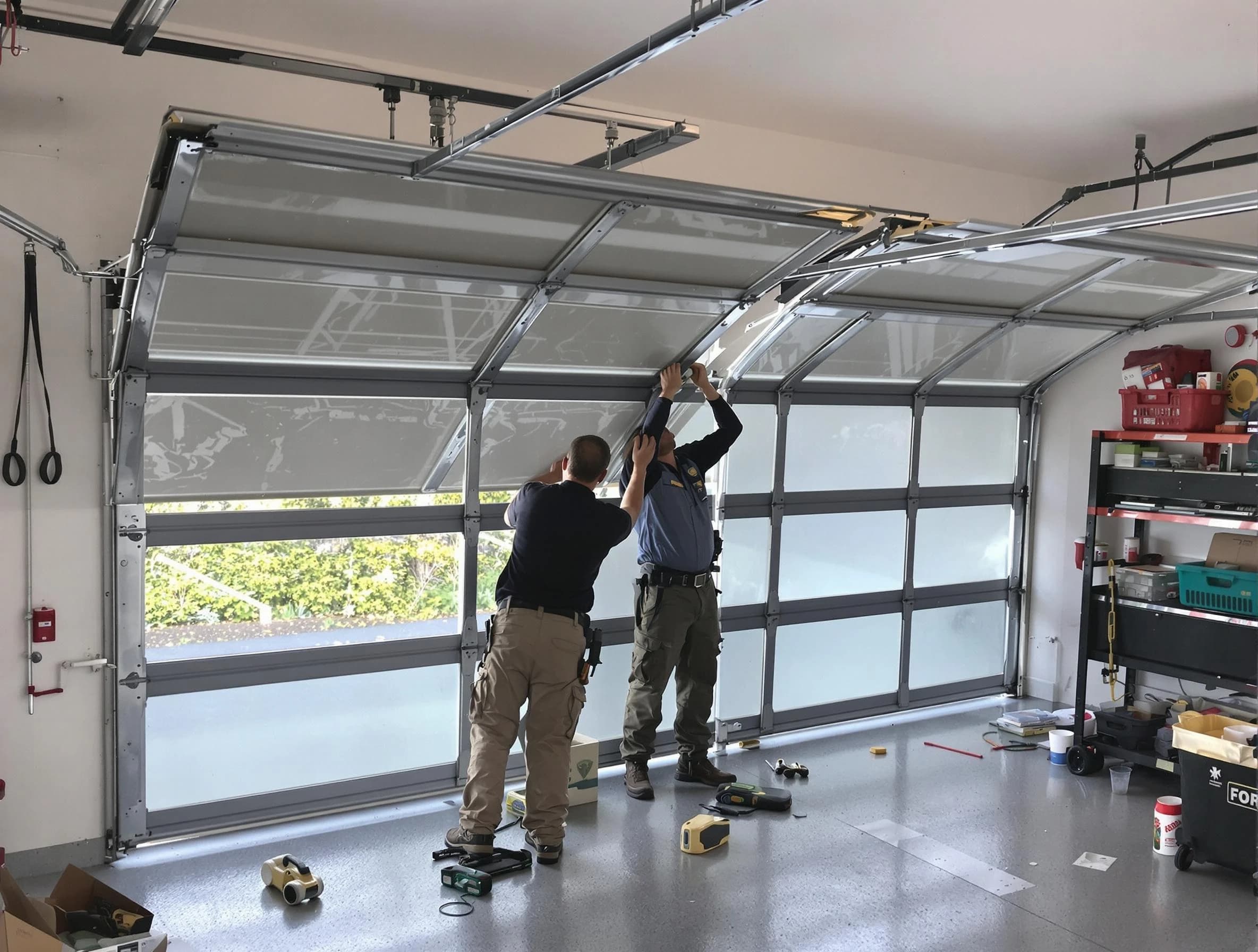 Jefferson Hills Garage Door Repair expert performing precise panel replacement on Jefferson Hills garage door