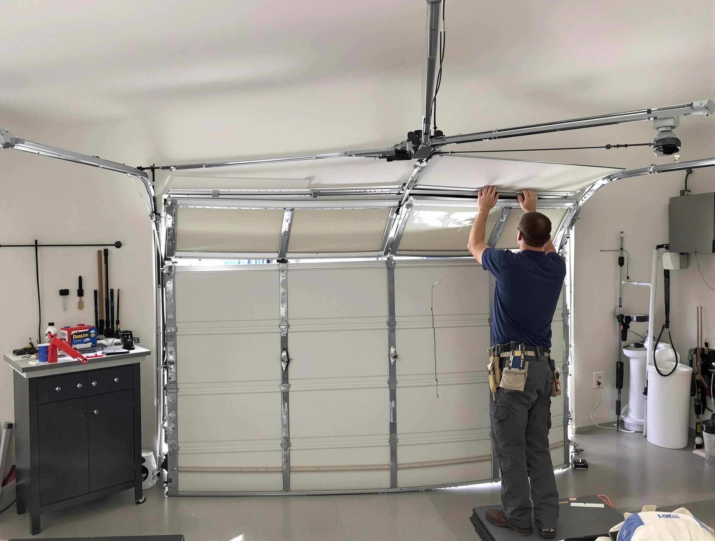 Jefferson Hills Garage Door Repair specialist performing precise section replacement on Jefferson Hills garage door