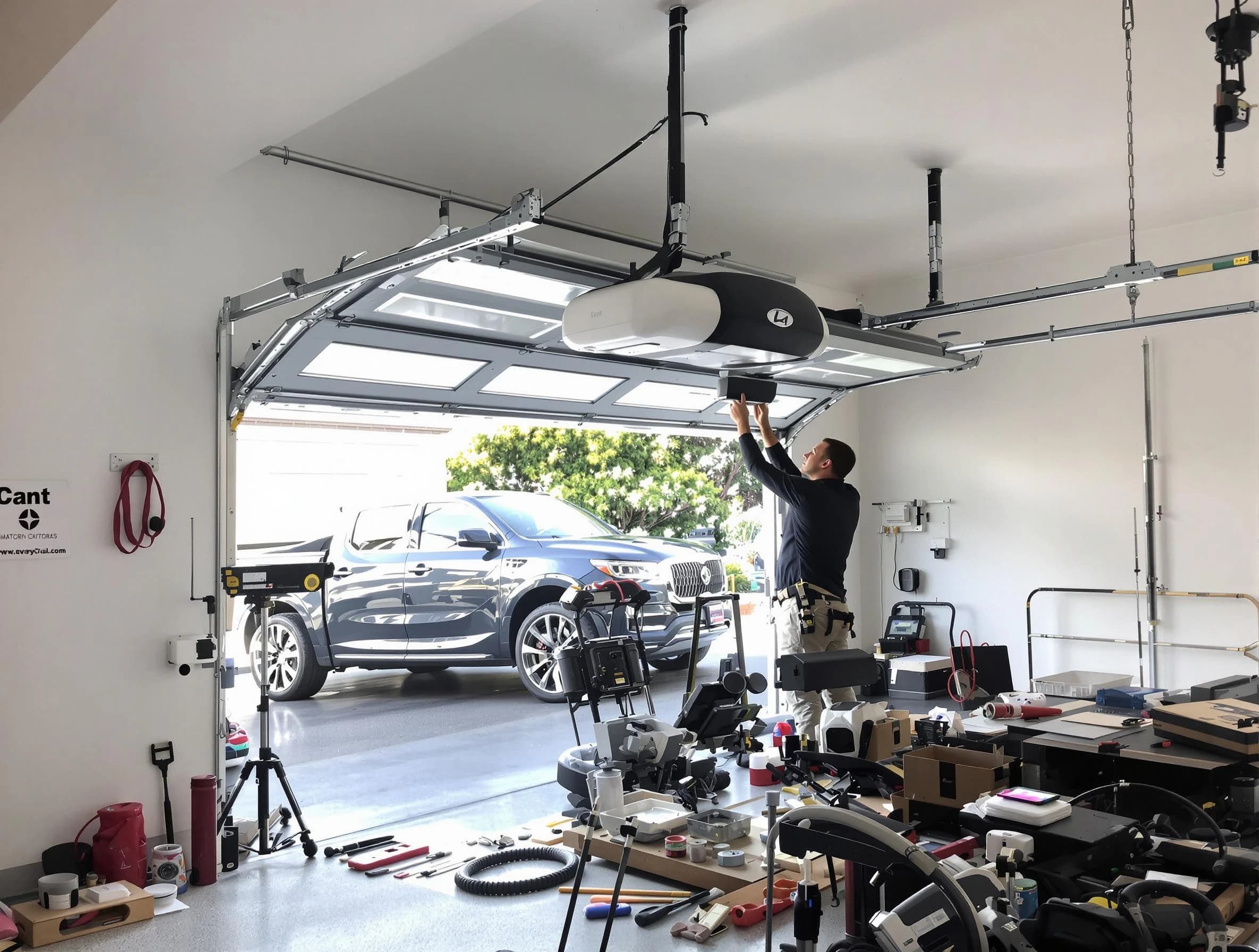 Jefferson Hills Garage Door Repair specialist installing smart garage door opener system in Jefferson Hills home