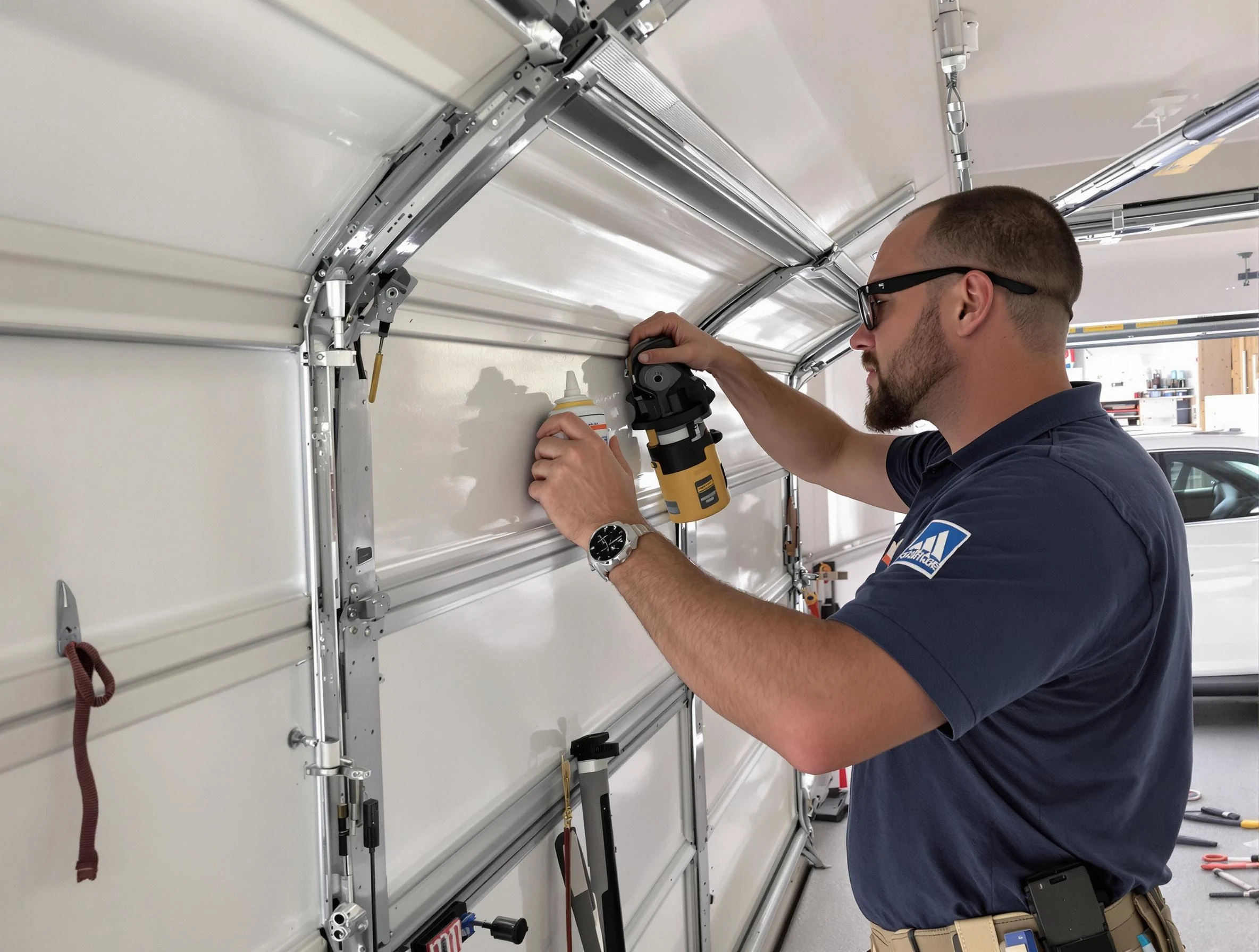Jefferson Hills Garage Door Repair technician performing comprehensive noise reduction service in Jefferson Hills